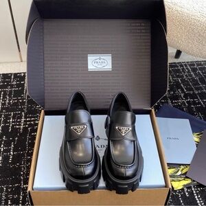 Prada Women's Black Leather Loafers